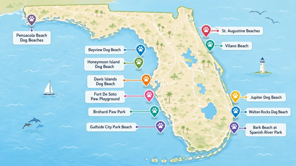 map of dog friendly beaches in florida